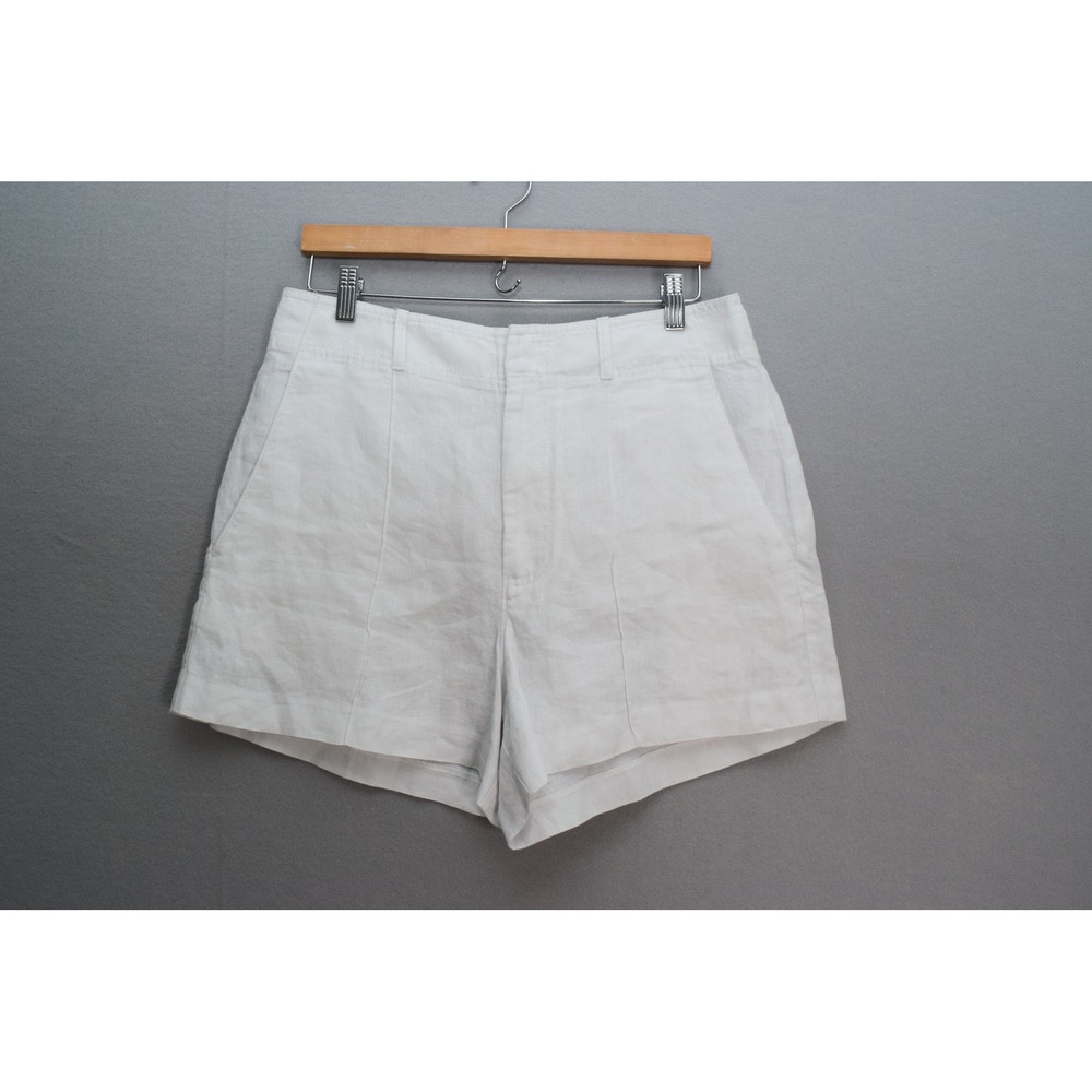Madewell Fairbanks Shorts 10 White 100% Linen High Rise Women Summer Casual